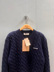 V-neck cable-knit cropped sweater