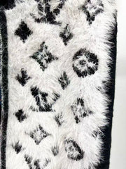 jacquard-paneled knitted cardigan