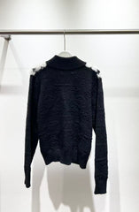 jacquard-paneled knitted cardigan