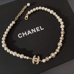 Crystal Pearl Letter Necklace