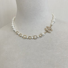 Crystal Pearl Letter Necklace
