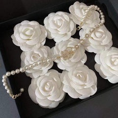 Crystal Pearl Letter Necklace