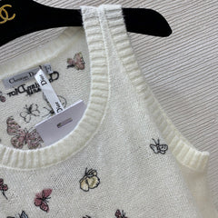 Butterfly Embroidered Stretch Knit Vest