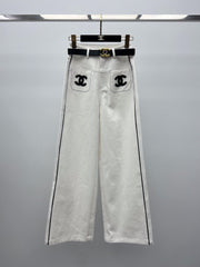 Embroidered logo wide-leg pants