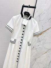 Stand-up collar belted dress