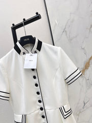 Stand-up collar belted dress
