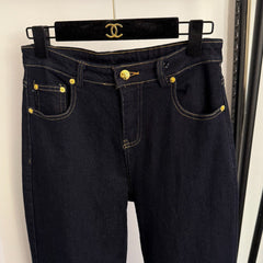 High-waisted straight-leg jeans