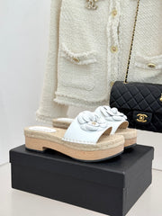 New Spring/Summer Hemp Rope Platform Slippers