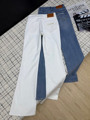 Embroidered mesh flared pants with back pockets