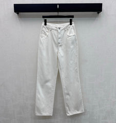 Embroidered Straight-Leg Denim Pants