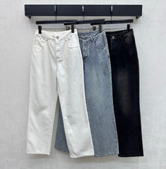 Embroidered Straight-Leg Denim Pants