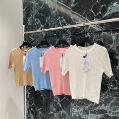 Cable Knit Short-Sleeve Top