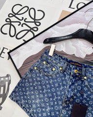 All-over logo jacquard denim shorts