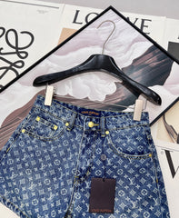 All-over logo jacquard denim shorts