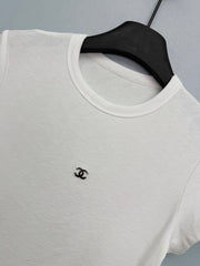 Jacquard Knit Short-Sleeve T-Shirt