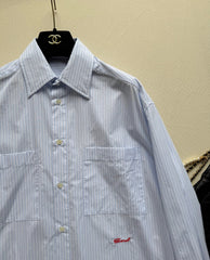 Light Blue Striped Long Shirt