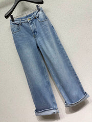 Wide-leg straight-leg jeans