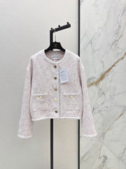 Elegant Woven Crew Neck Jacket