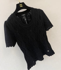 Ruffled round neck short sleeve