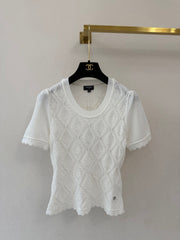 Ruffled round neck short sleeve