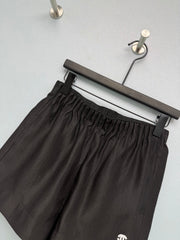 Satin Elastic Waist Embroidered Shorts