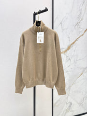 Beige Half-Zip Knit Top