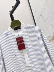Gucci/Loose-fit striped shirt with a classic collar