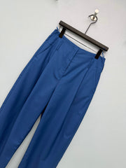 Chanel/High-Waisted Cropped Trousers with Cuffed Hems