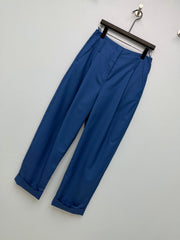 Chanel/High-Waisted Cropped Trousers with Cuffed Hems