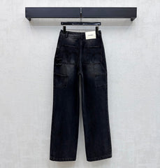 Chanel/Embroidered Straight-Leg Denim Trousers