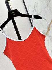 Chanel/Textured Plaid One-Piece Swimsuit