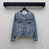 Chanel/Quilted Denim Jacket with Chain Detail