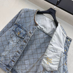 Chanel/Quilted Denim Jacket with Chain Detail