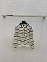 Chanel/Long-sleeve color-block striped knit top