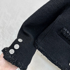 Chanel/Bound-Edge Crew-Neck Tweed Jacket