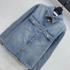 Denim Shirt with Quilted Elbow Patches