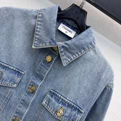 Denim Shirt with Quilted Elbow Patches
