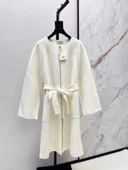 Hermès/26 Early Autumn New Double-Faced Round Neck Long Coat
