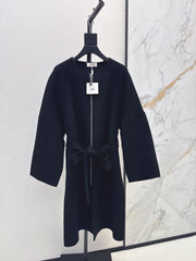 Hermès/26 Early Autumn New Double-Faced Round Neck Long Coat