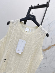 Sleeveless Crew-Neck Knit Top