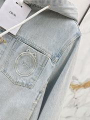 Vintage-Wash Hooded Denim Jacket