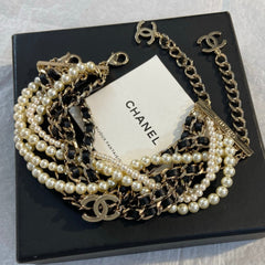 Leather-wrapped pearl twisted-rope bracelet