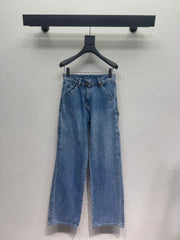 Washed Utility-Style Denim Trousers
