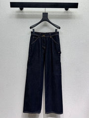 Washed Utility-Style Denim Trousers