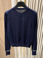 Lace-Trimmed Knit Cardigan