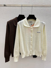 MiuMiu/26 New Doll Collar Hollow Knit Cardigan