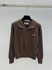 MiuMiu/26 New Doll Collar Hollow Knit Cardigan