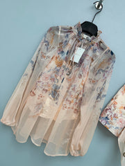 zimmermann/26 New Style Watercolor Floral Print Chiffon Top + Shorts Set for Sale