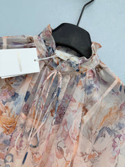 zimmermann/26 New Style Watercolor Floral Print Chiffon Top + Shorts Set for Sale
