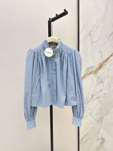 Chloé / 26 Early Autumn Latest Stand Collar Pleated Design Striped Shirt
